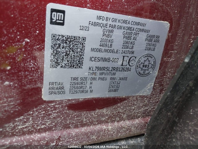 12556632 :رقم المزاد ، KL79MRSL2RB126284 vin ، 2024 Chevrolet Trailblazer Lt مزاد بيع