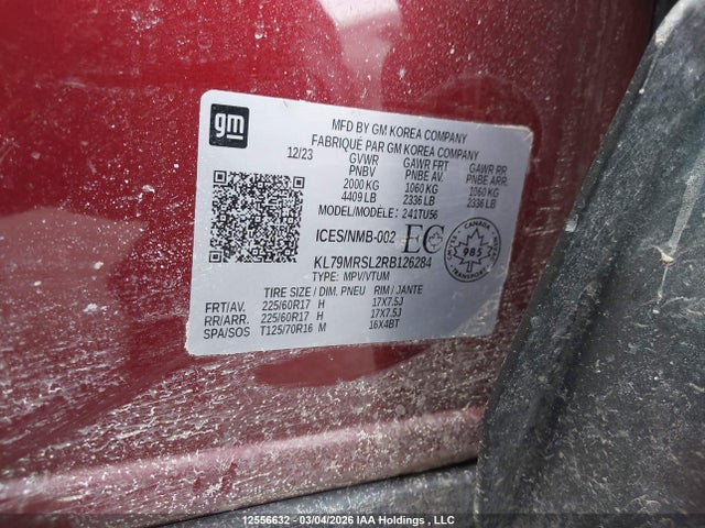 12556632 :رقم المزاد ، KL79MRSL2RB126284 vin ، 2024 Chevrolet Trailblazer Lt مزاد بيع