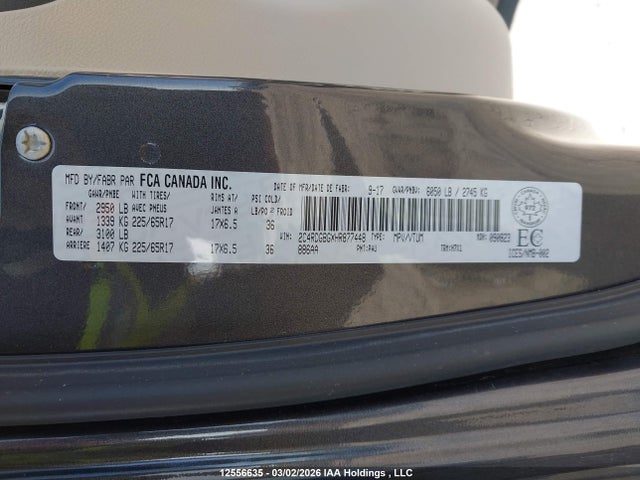 Aukcja sprzedaży 2017 Dodge Grand Caravan Cvp/sxt, vin: 2C4RDGBGXHR877448, numer aukcji: 12556635