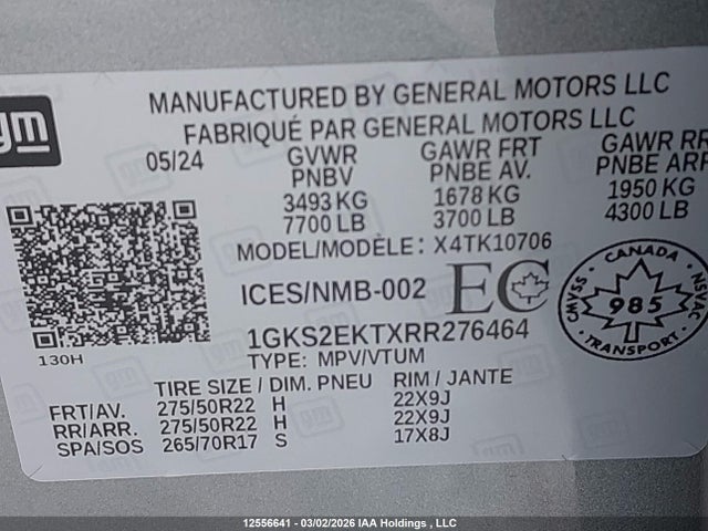 Aukcja sprzedaży 2024 Gmc Yukon Denali Ultimate, vin: 1GKS2EKTXRR276464, numer aukcji: 12556641