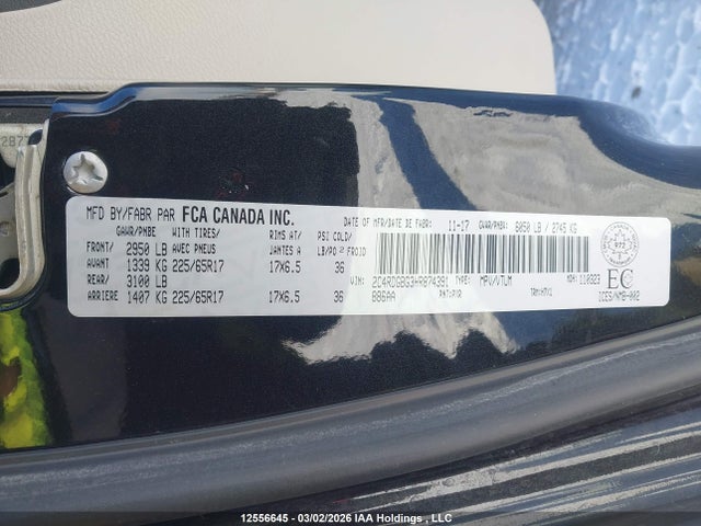 2C4RDGBG3HR874391 Dodge Grand Caravan Cvp/sxt