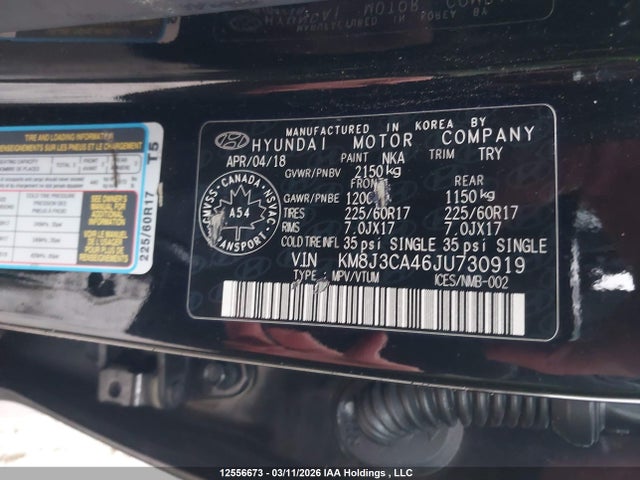 KM8J3CA46JU730919 Hyundai Tucson Limited/sport And Eco/se