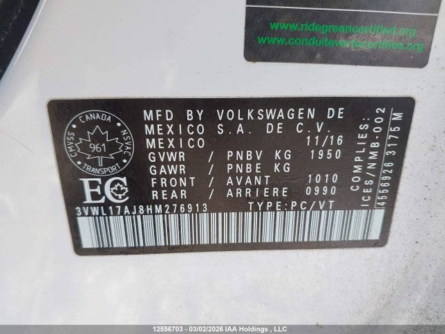 3VWL17AJ8HM276913 Volkswagen Jetta Sel/sel Premium