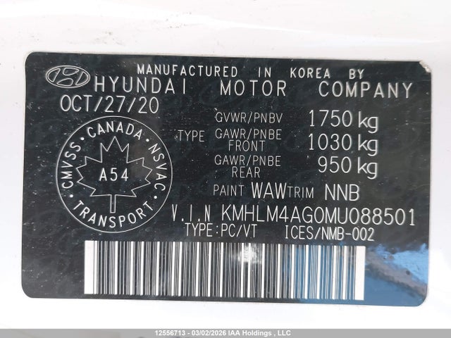 KMHLM4AG0MU088501 Hyundai Elantra