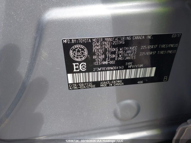 2T3WFREV8HW364143 Toyota RAV4