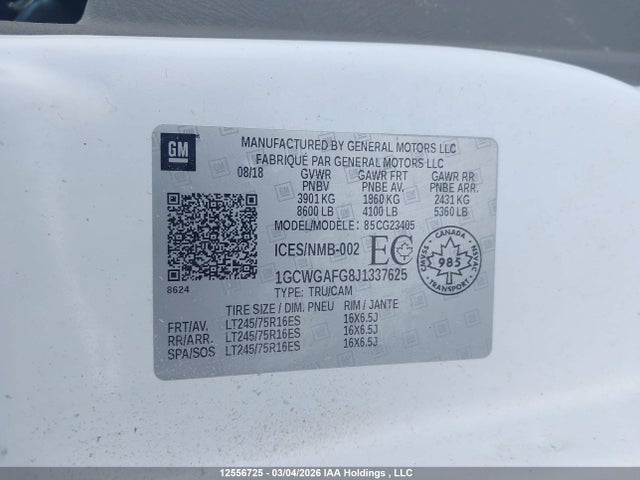1GCWGAFG8J1337625 Chevrolet Express G2500