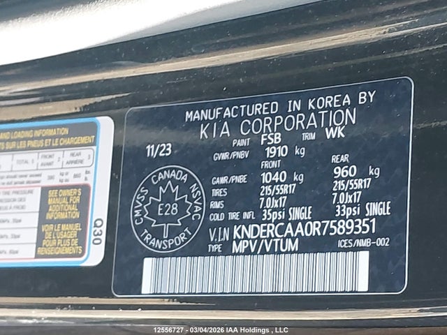 Aukcja sprzedaży 2024 Kia Seltos Ex/ex Premium, vin: KNDERCAA0R7589351, numer aukcji: 12556727