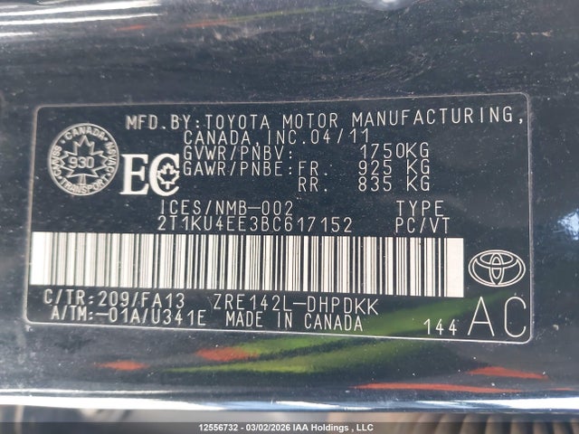 2011 Toyota Matrix Wagon მანქანა იყიდება აუქციონზე, vin: 2T1KU4EE3BC617152, აუქციონის ნომერი: 12556732