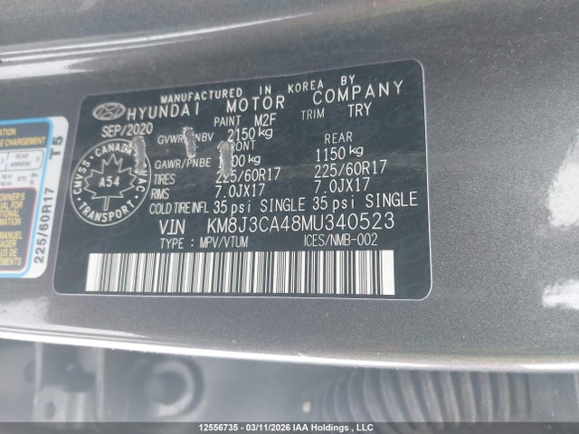 Продаж на аукціоні авто 2021 Hyundai Tucson Preferred Awd, vin: KM8J3CA48MU340523, номер лоту: 12556735