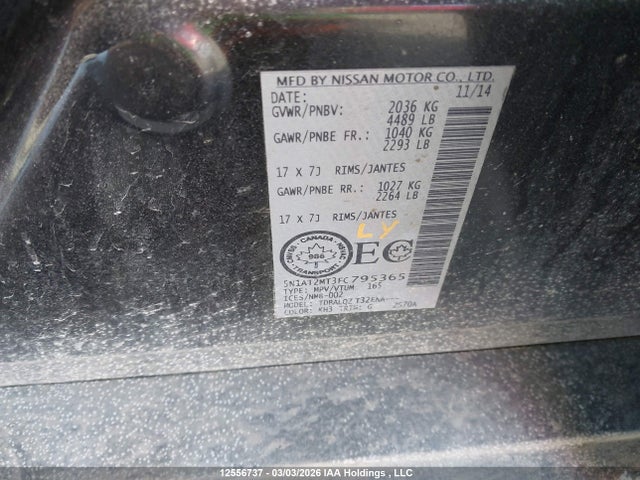 Aukcja sprzedaży 2015 Nissan Rogue S/sv, vin: 5N1AT2MT3FC795365, numer aukcji: 12556737