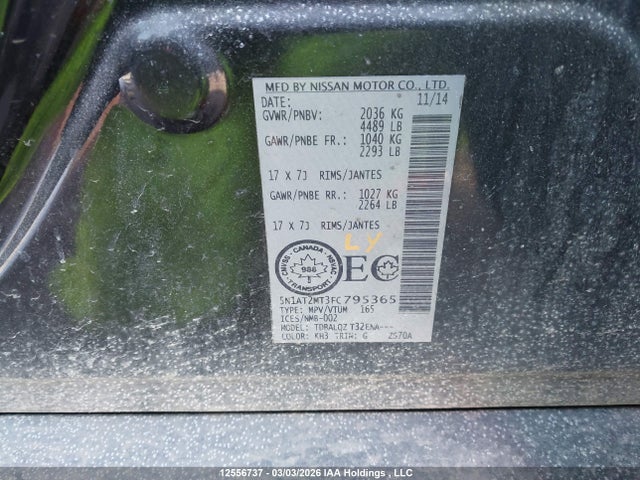 Aukcja sprzedaży 2015 Nissan Rogue S/sv, vin: 5N1AT2MT3FC795365, numer aukcji: 12556737