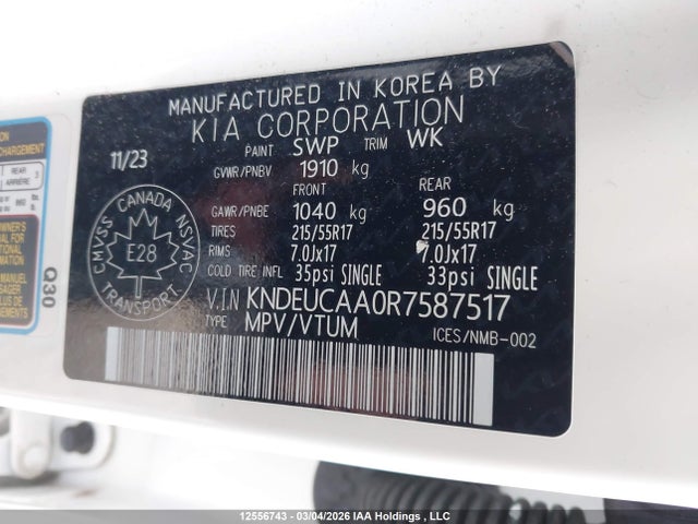 Aukcja sprzedaży 2024 Kia Seltos Ex, vin: KNDEUCAA0R7587517, numer aukcji: 12556743