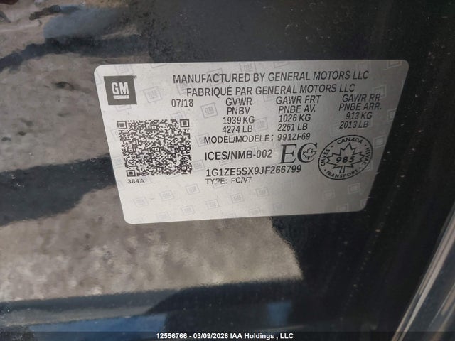 1G1ZE5SX9JF266799 Chevrolet Malibu Premier