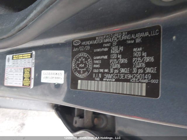 Aukcja sprzedaży 2009 Hyundai Santa Fe Gl, vin: 5NMSG73EX9H290149, numer aukcji: 12556776