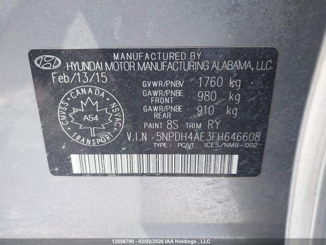 Продаж на аукціоні авто 2015 Hyundai Elantra Se/sport/limited, vin: 5NPDH4AE3FH646608, номер лоту: 12556790