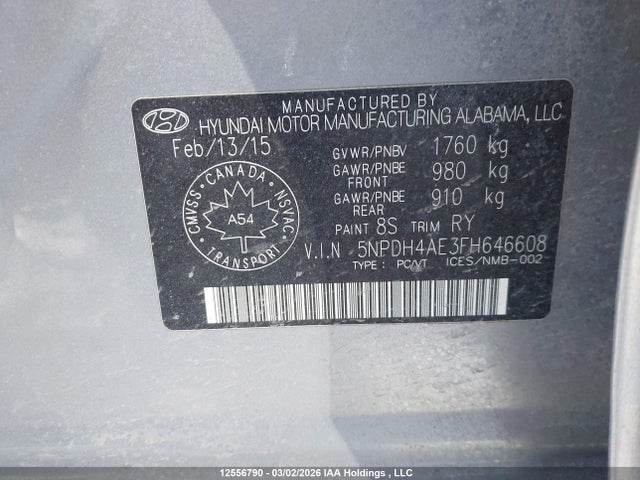 Продаж на аукціоні авто 2015 Hyundai Elantra Se/sport/limited, vin: 5NPDH4AE3FH646608, номер лоту: 12556790