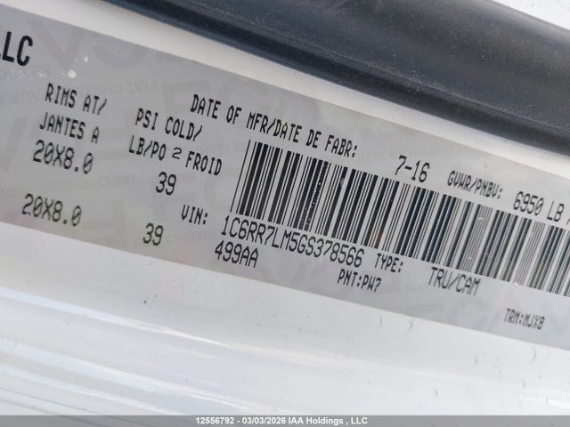 1C6RR7LM5GS378566 RAM 1500 Slt