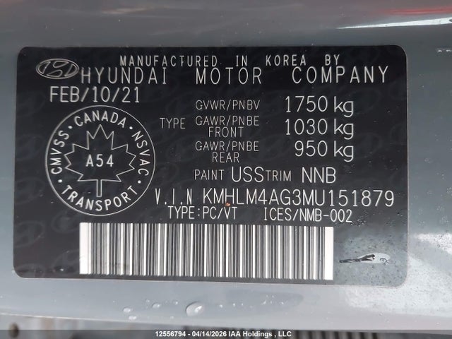 KMHLM4AG3MU151879 Hyundai Elantra Preferred Ivt