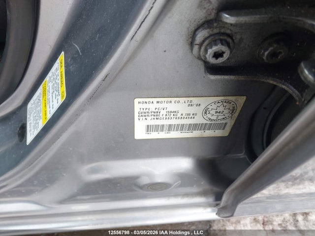 Aukcja sprzedaży 2009 Honda Fit, vin: JHMGE88379S804566, numer aukcji: 12556798