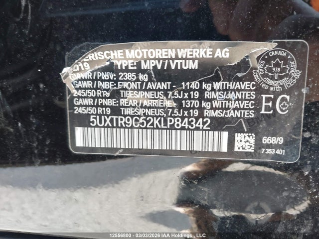 5UXTR9C52KLP84342 BMW X3 Xdrive30i