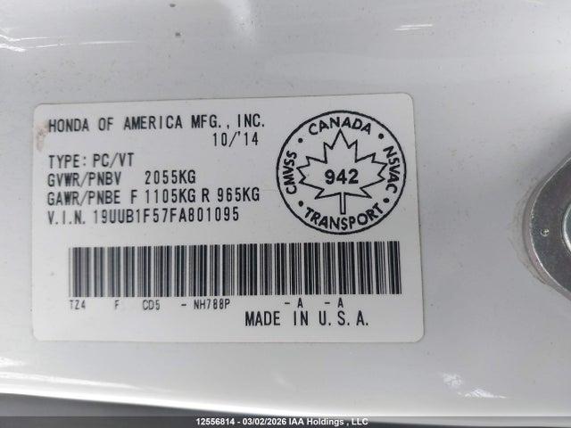 19UUB1F57FA801095 Acura TLX TECH