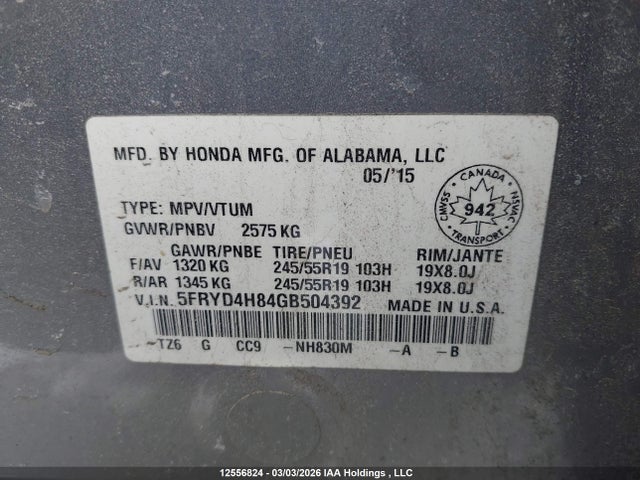 Acura MDX 2016 5FRYD4H84GB504392 Image 9