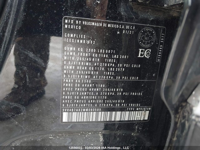 3VV4B7AX2MM060589 Volkswagen Tiguan Sel Premium R-line