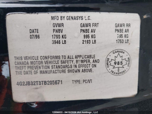 Aukcja sprzedaży 1996 Pontiac Sunfire, vin: 4G2JB32T3TB205671, numer aukcji: 12556833