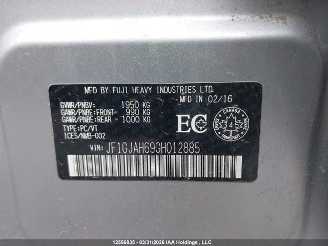 JF1GJAH69GH012885 Subaru Impreza 2.0i Premium