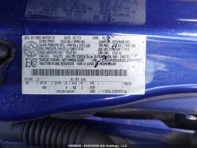 Продаж на аукціоні авто 2013 Ford Focus Se, vin: 1FADP3K25DL238577, номер лоту: 12556838