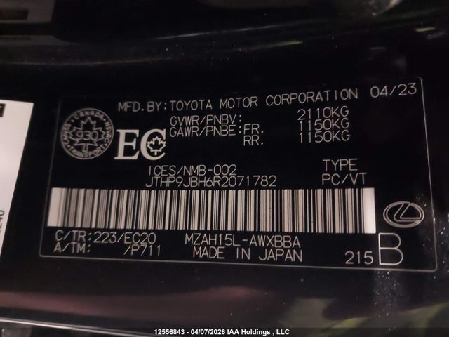 JTHP9JBH6R2071782 Lexus Ux 250h Premium/250h F Sport Design/250h F Sport Handling