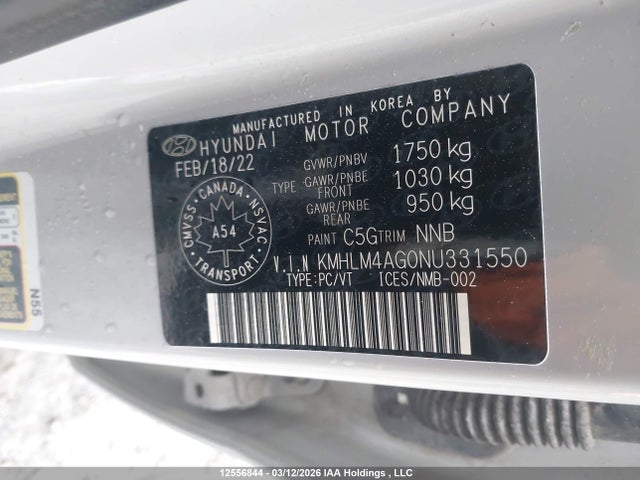 Продаж на аукціоні авто 2022 Hyundai Elantra, vin: KMHLM4AG0NU331550, номер лоту: 12556844