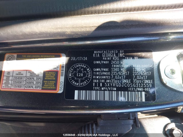 5XYRGDJC0SG312559 KIA SORENTO LX