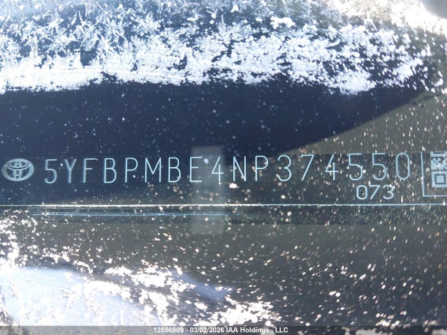 12556909 :رقم المزاد ، 5YFBPMBE4NP374550 vin ، 2022 Toyota Corolla L مزاد بيع