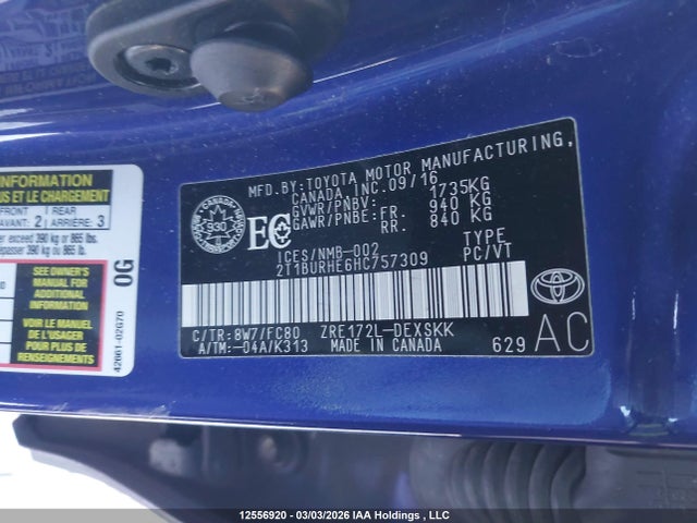 Продаж на аукціоні авто 2017 Toyota Corolla Se, vin: 2T1BURHE6HC757309, номер лоту: 12556920