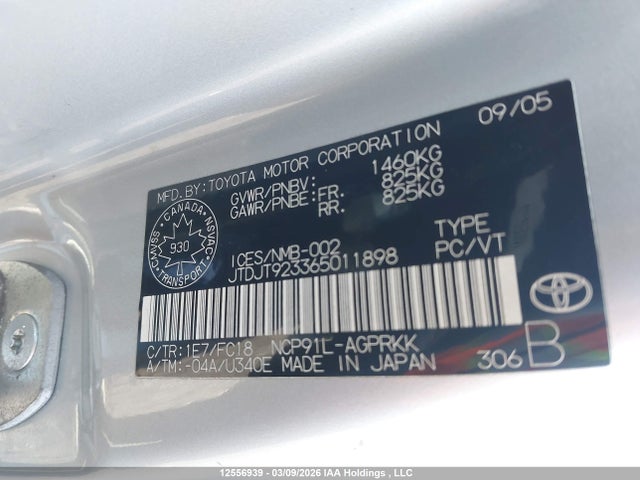 Aukcja sprzedaży 2006 Toyota Yaris, vin: JTDJT923365011898, numer aukcji: 12556939