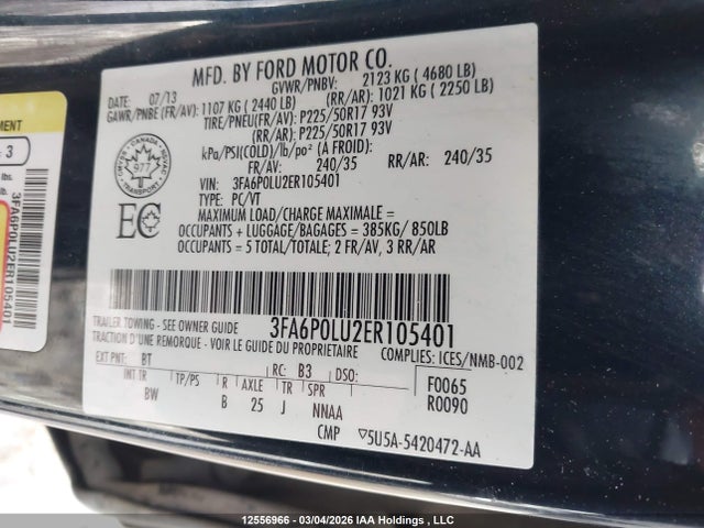 Aukcja sprzedaży 2014 Ford Fusion Hybrid Se, vin: 3FA6P0LU2ER105401, numer aukcji: 12556966