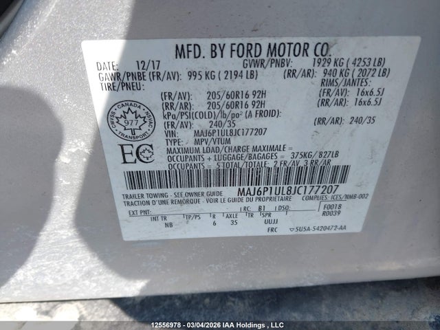 MAJ6P1UL8JC177207 Ford Ecosport Se