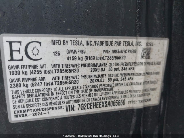 Продажа на аукционе авто 2025 Tesla Cybertruck Cyberbeast, vin: 7G2CEHEEXSA065650, номер лота: 12556997
