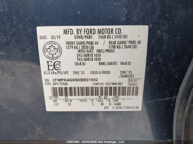 2FMPK4G95KBB91092 Ford EDGE SE