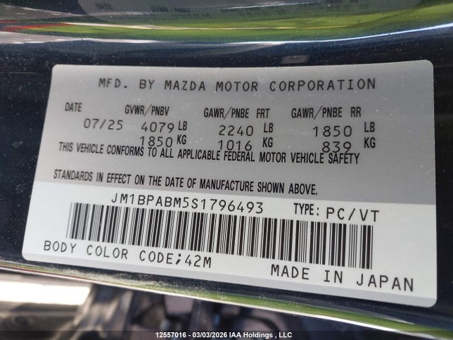 JM1BPABM5S1796493 Mazda 3 Select Sport