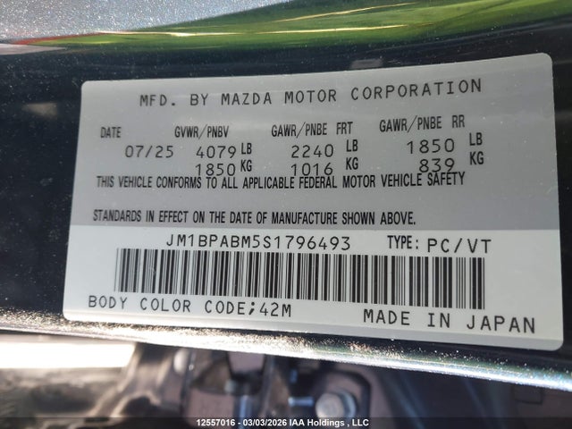 JM1BPABM5S1796493 Mazda 3 Select Sport