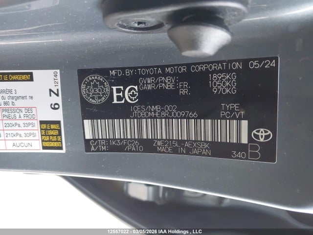 JTDBDMHE8RJ009766 Toyota Corolla Hybrid Se