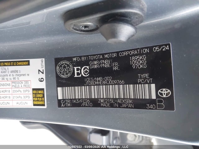 JTDBDMHE8RJ009766 Toyota Corolla Hybrid Se