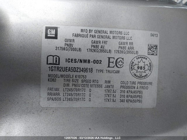 2013 Gmc Sierra 1500 Sl მანქანა იყიდება აუქციონზე, vin: 1GTR2UEA5DZ349618, აუქციონის ნომერი: 12557026