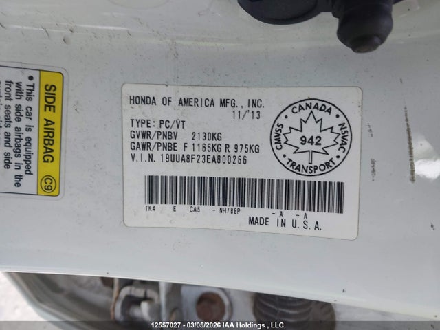 Acura TL 2014 19UUA8F23EA800266 Image 9