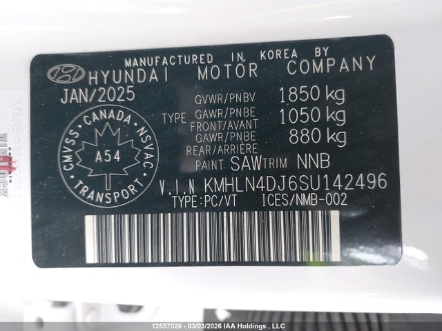 KMHLN4DJ6SU142496 Hyundai Elantra Luxury Hybrid