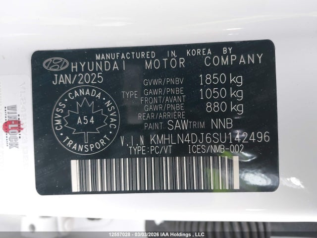 KMHLN4DJ6SU142496 Hyundai Elantra Luxury Hybrid