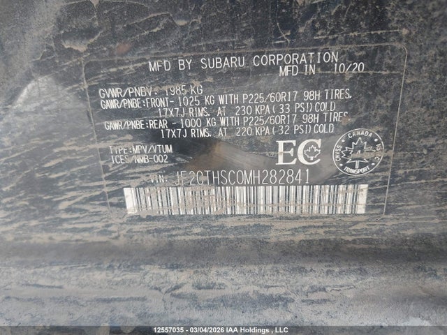 JF2GTHSC0MH282841 Subaru Crosstrek Outdoor