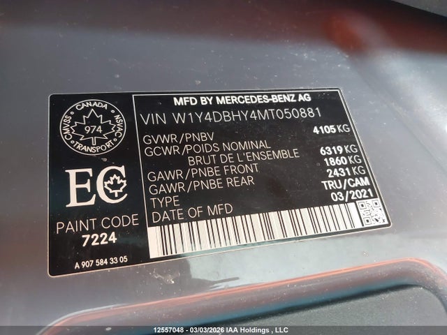 W1Y4DBHY4MT050881 Mercedes-Benz Sprinter 2500 Standard Roof I4 Diesel